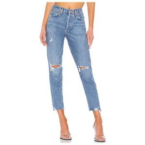AGOLDE Jamie High Rise Classic Straight Leg Jean Arrival Wash Distressed